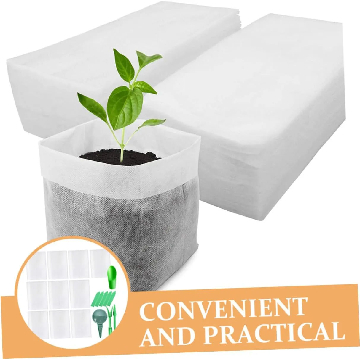 Happyyami Garden Bags to Grow Vegetables 209pcs Plant Growing Bags Non-Woven Nursery Supplies Set