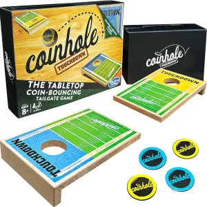 Hasbro Tabletop Game Coin Bouncing Party Game | Desktop Cornhole Game Set Board Game | Indoor Outdoor Fun for Kids and Adults (Touchdown Game Set)
