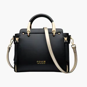Heather – Elegant Structured Vegan Leather Handbag with Gold Trim