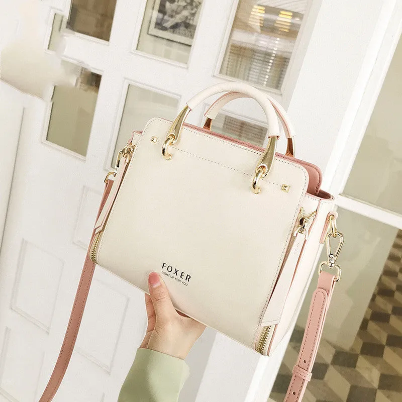 Heather – Elegant Structured Vegan Leather Handbag with Gold Trim