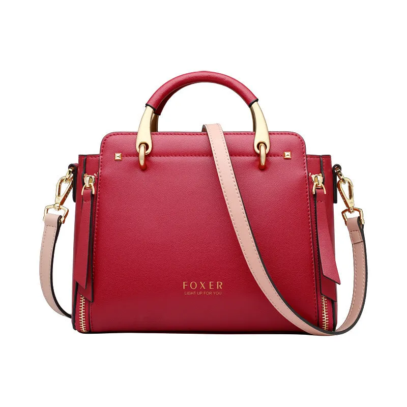 Heather – Elegant Structured Vegan Leather Handbag with Gold Trim