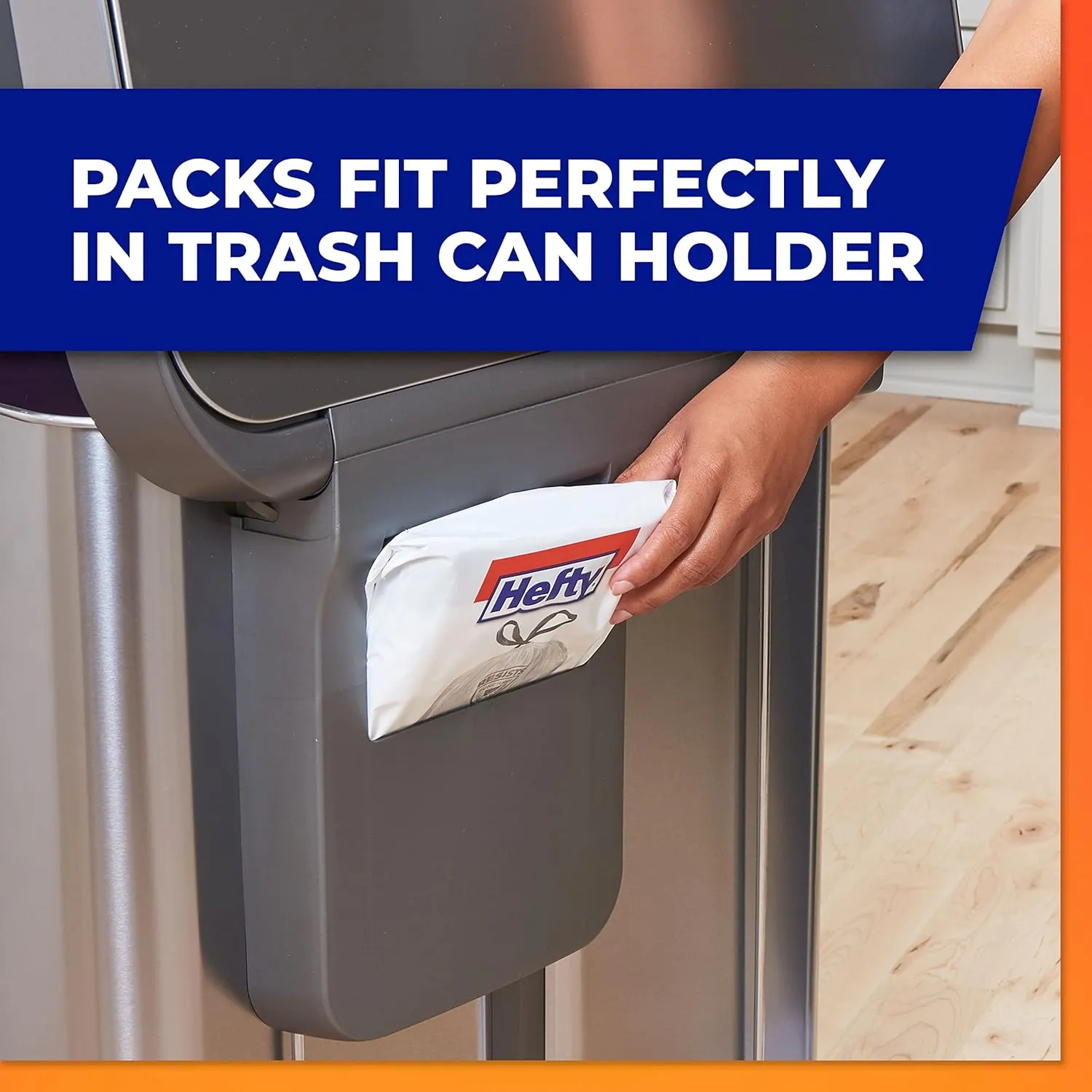 Hefty Made to Fit Trash Bags, Fits simplehuman Size J (12 Gallons),100 Count (5 Pouches of 20 Bags Each)