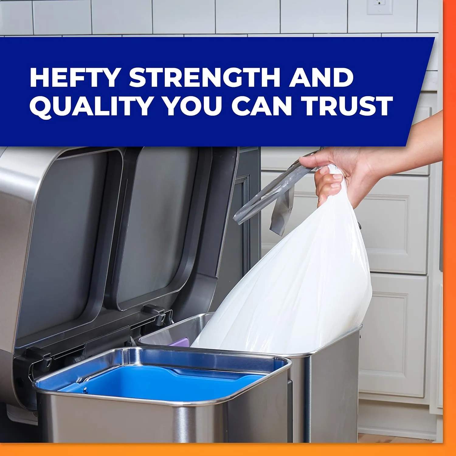 Hefty Made to Fit Trash Bags, Fits simplehuman Size J (12 Gallons),100 Count (5 Pouches of 20 Bags Each)