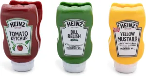 Heinz Bottle Chip Clips Picnic Pack, Set of 3 | Includes Ketchup, Mustard, Relish | Useful As Home Kitchen Decorations, Plastic Bag Clamps for Food Storage with Air Tight Seal Grip | Cute Foodie Gifts