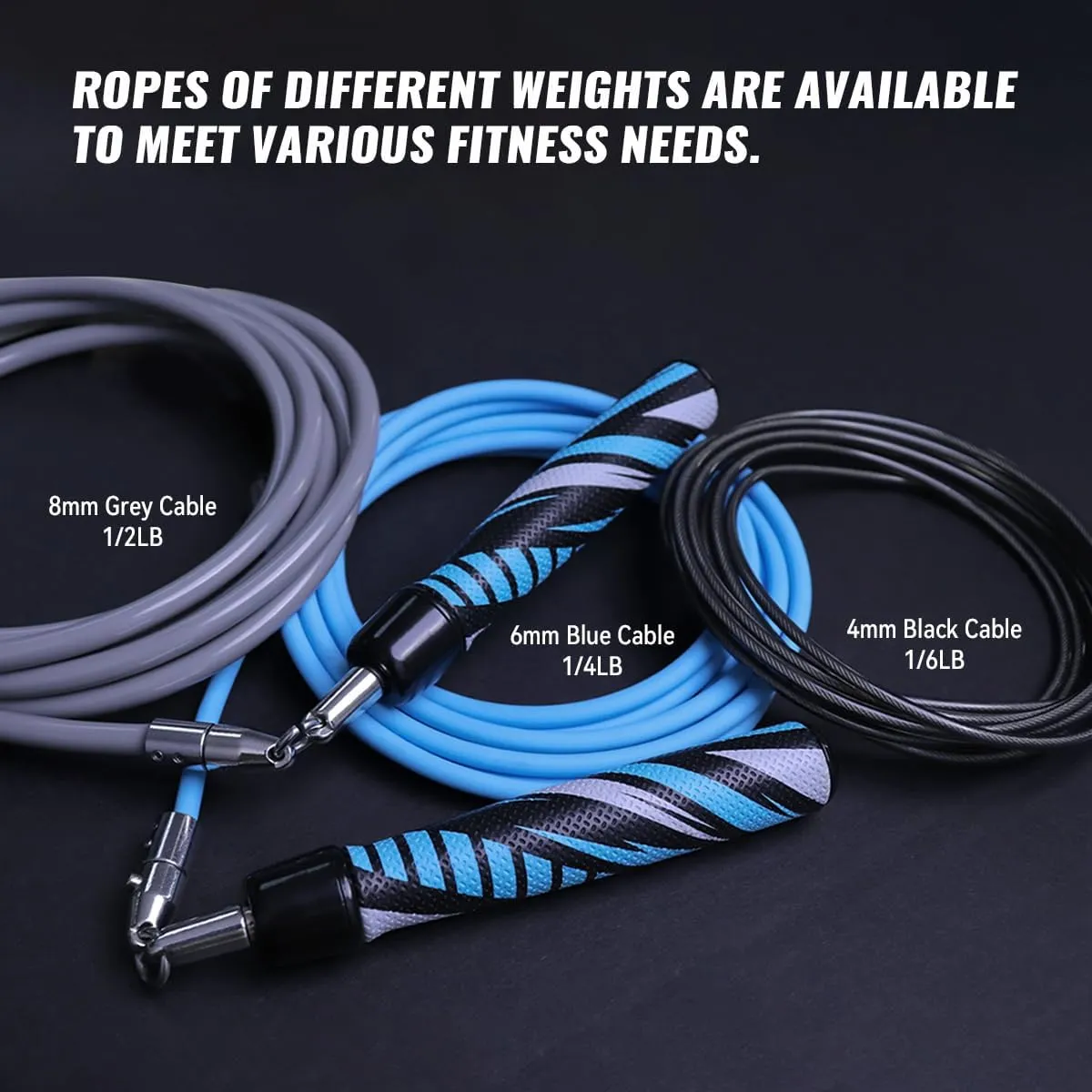 Hererope 3 In 1 Jump Rope for Men & Women, 1/6lb, 1/4lb, 1/2lb Interchangeable Weighted Jump Rope Set with Precision Ball-Bearing, Anti-Slip Leather Grip - Jump Ropes for Fitness, Speed Training, Endurance Building & Total Body Workout