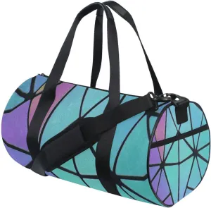 Holographic Rainbow Colorful Triangles of Different Sizes Portable Gym Bag, Travel Bag, Luggage bag, Sports Bag, Toiletry Bag with Handles, Detachable Shoulder Strap 17.6 x 9 x 9 inch