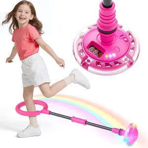 HopeRock Skip Ball Toy for Girls Ages 6-10 – 3 Fun Modes,Flashing Light-Up Wheel,LED Digital Counter,Replaceable Battery,Fun Indoor/Outdoor Girl Toys,Birthday Gift for 6 7 8 9 10 Year Old Girls(Pink)