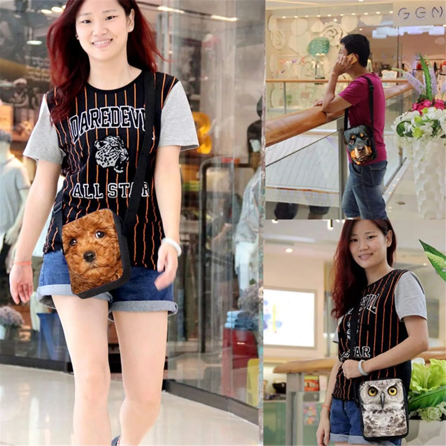 HUGS IDEA Womens Mini Messenger Bag Mushroom Moon Crossbody Cell Phone Bags Pouch with Back Pocket Purse Cell Phone Organizer