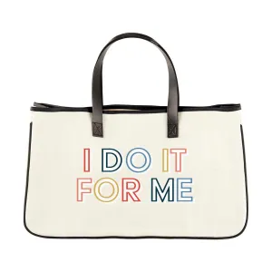 I Do It For Me Large Rectangular Tote Bag | Genuine Leather Handles