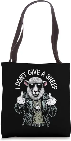 I Don't Give A Sheep Funny Adult Middle Finger Rude Lamb Tote Bag