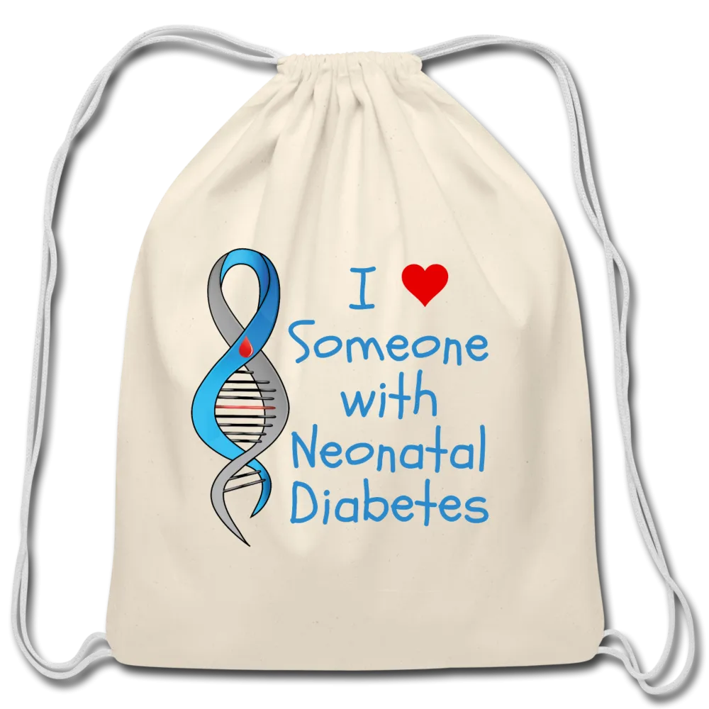 I Heart Someone with Neonatal Diabetes Cotton Drawstring Bag