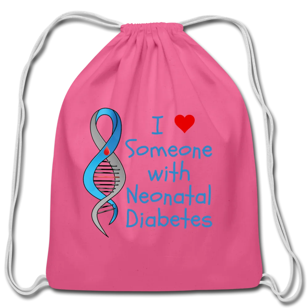 I Heart Someone with Neonatal Diabetes Cotton Drawstring Bag