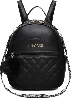 I IHAYNER Girls Fashion Backpack Purse Small Cute Mini Backpack for Girls Teen Vegan Leather Women Pom Backpack Shoulder Bag Pure Black-1