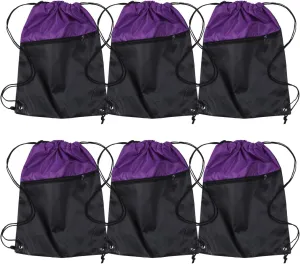 ICObuty Sports Gym Bag Sack Cheerleading Cheerleader Drawstring Backpack 6 Pack Men Women 210D Polyester (Purple/Black)