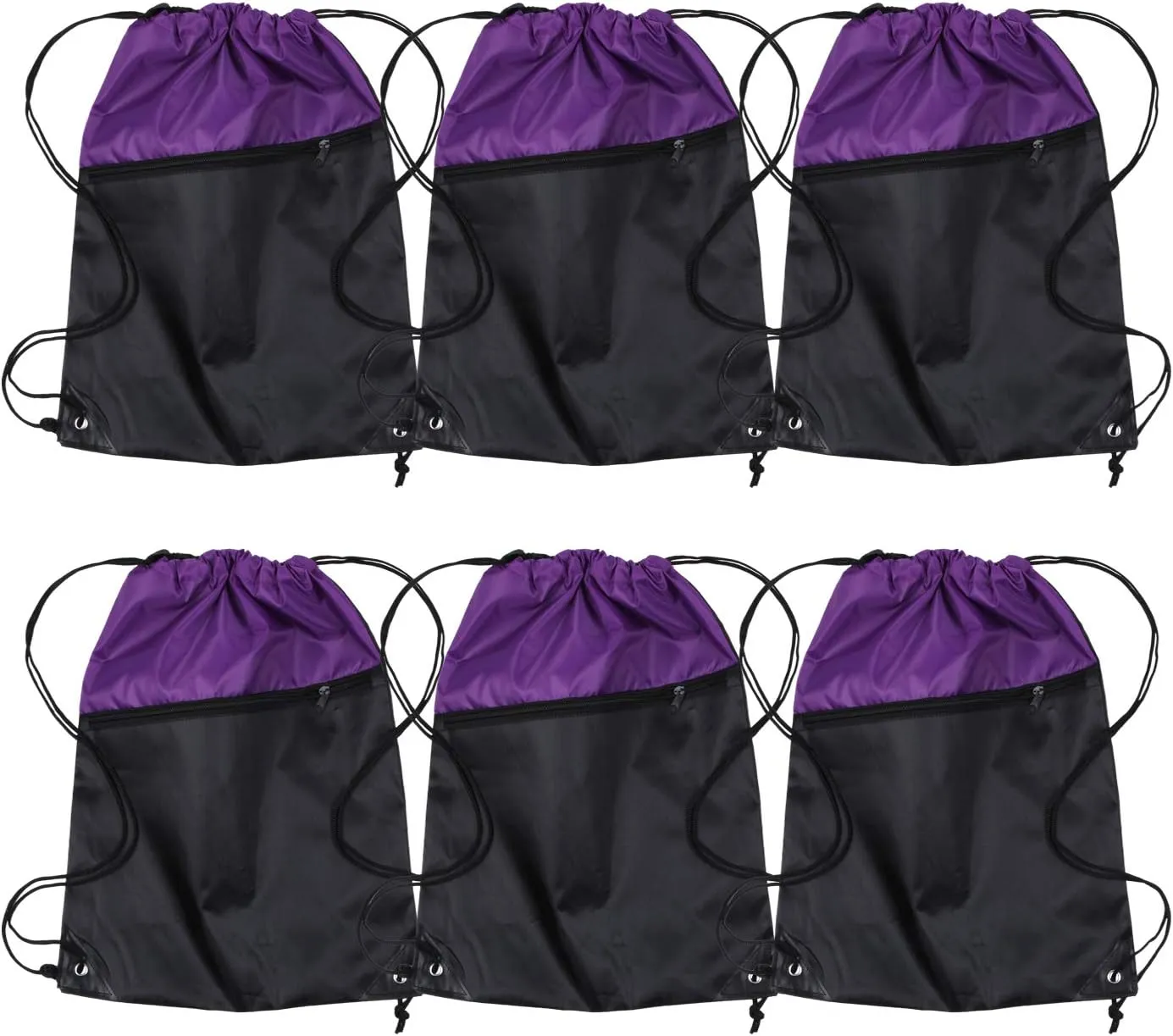 ICObuty Sports Gym Bag Sack Cheerleading Cheerleader Drawstring Backpack 6 Pack Men Women 210D Polyester (Purple/Black)