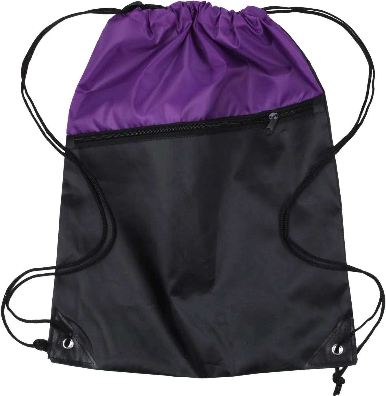 ICObuty Sports Gym Bag Sack Cheerleading Cheerleader Drawstring Backpack 6 Pack Men Women 210D Polyester (Purple/Black)