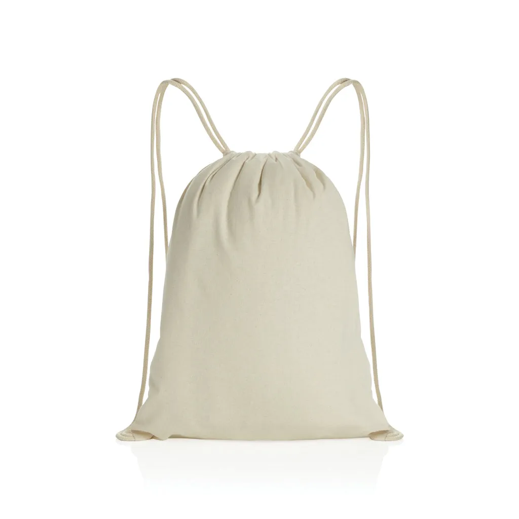 Impact AWARE™ recycled cotton drawstring backpack 145g