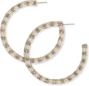 INK ALLOY Large Beaded Hoop Earrings for Women, Raquel Luxe Boho Statement Hoops, Hypoallergenic Handmade Bohemian Jewelry for the Modern Bohemian, 2.5- Inches