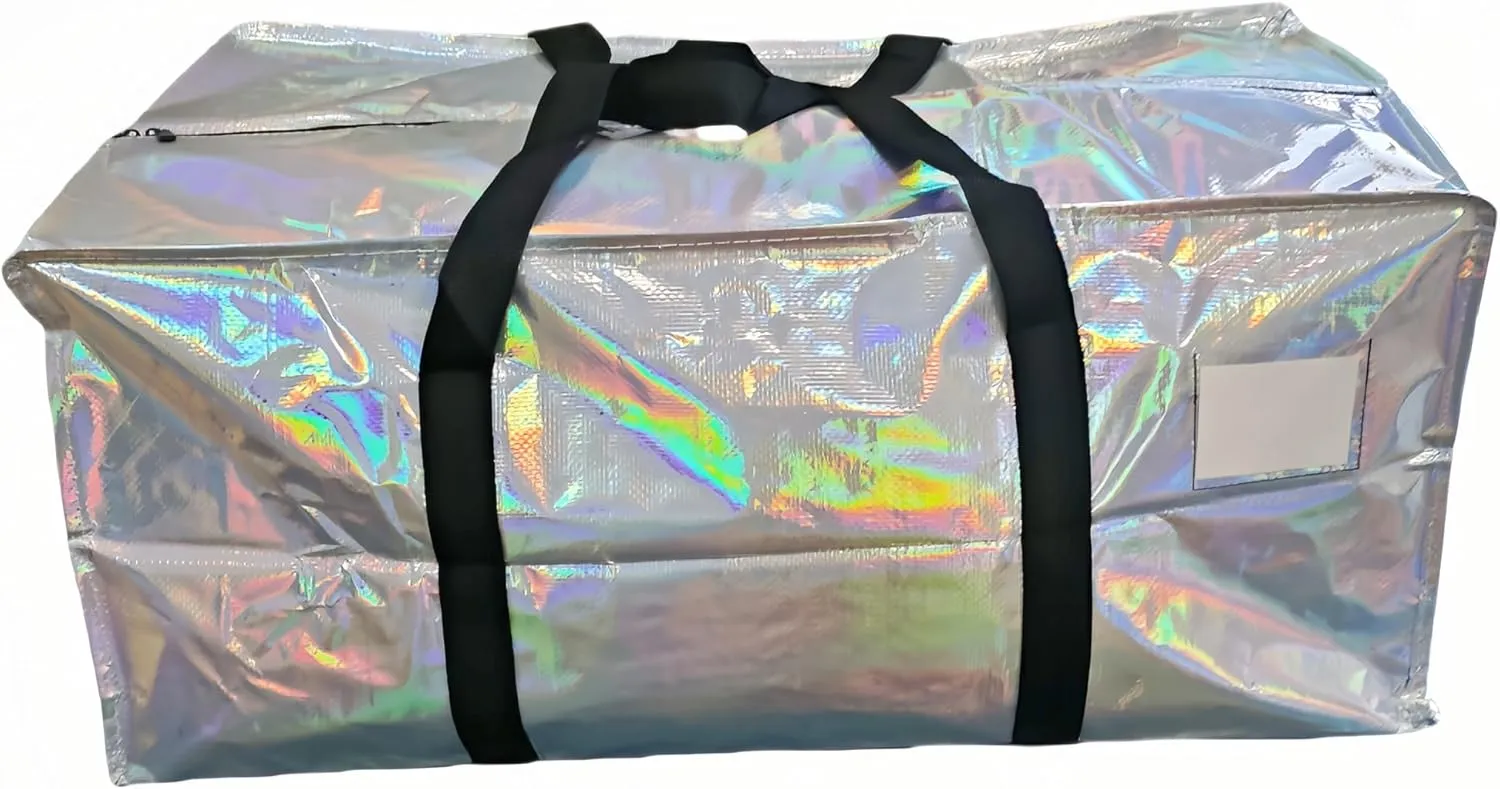 Iridescent 2 or 6 Pack Extra Heavy Duty Large Moving Bags Sturdy & Durable Clothes Storage Bags Totes Bins, Holographic Packing Moving Boxes College Moving Supplies, (Iridescent (6Pack))