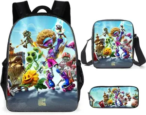 ISaikoy 3 in 1 Game Plants vs. Zombies Backpack School Bag Shoulder Bag Handbag Pencil Bag 1