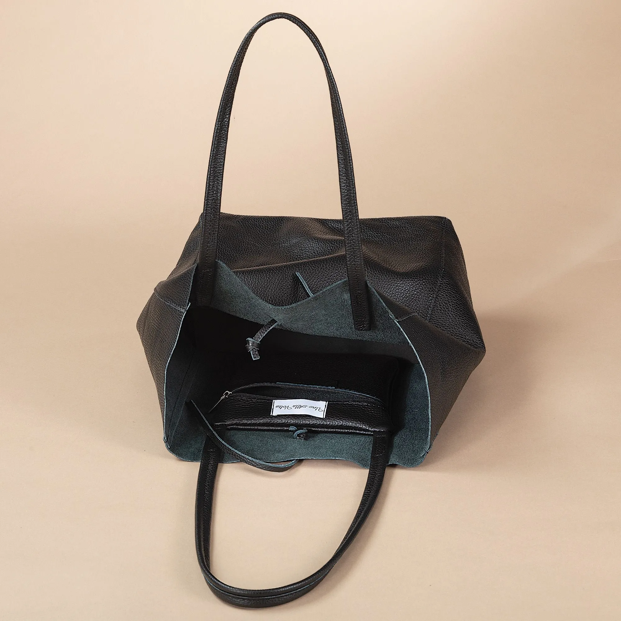Italian Leather Francesca Black Tote (Preorder)