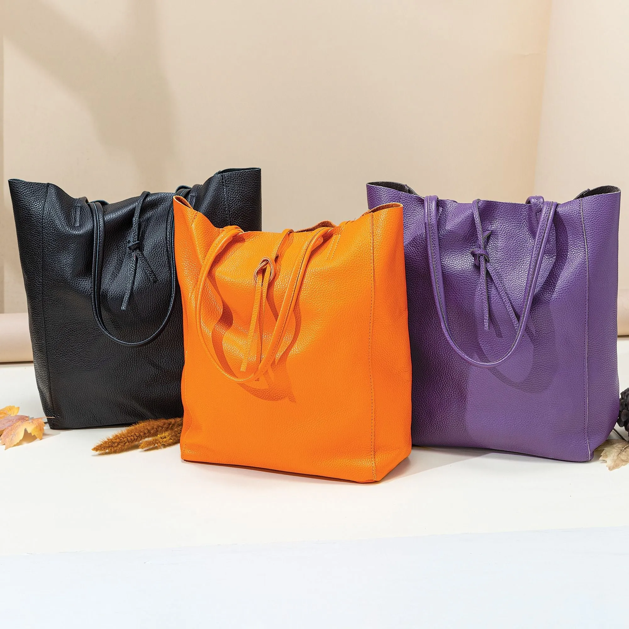Italian Leather Francesca Black Tote (Preorder)