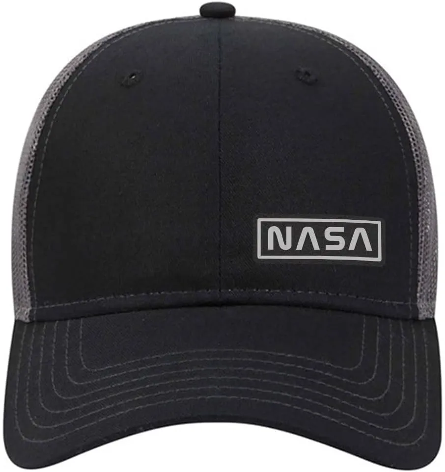 iZZYZX NASA Letter Leatherette Patch 6 Panel Low Profile Mesh Back Trucker Hat - for Men and Women