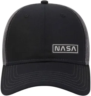 iZZYZX NASA Letter Leatherette Patch 6 Panel Low Profile Mesh Back Trucker Hat - for Men and Women