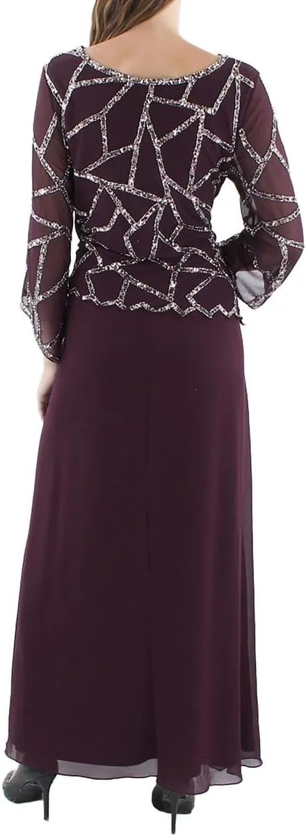 J Kara Women's Blouson Fit & Flare Short Cocktail Beaded Dress
