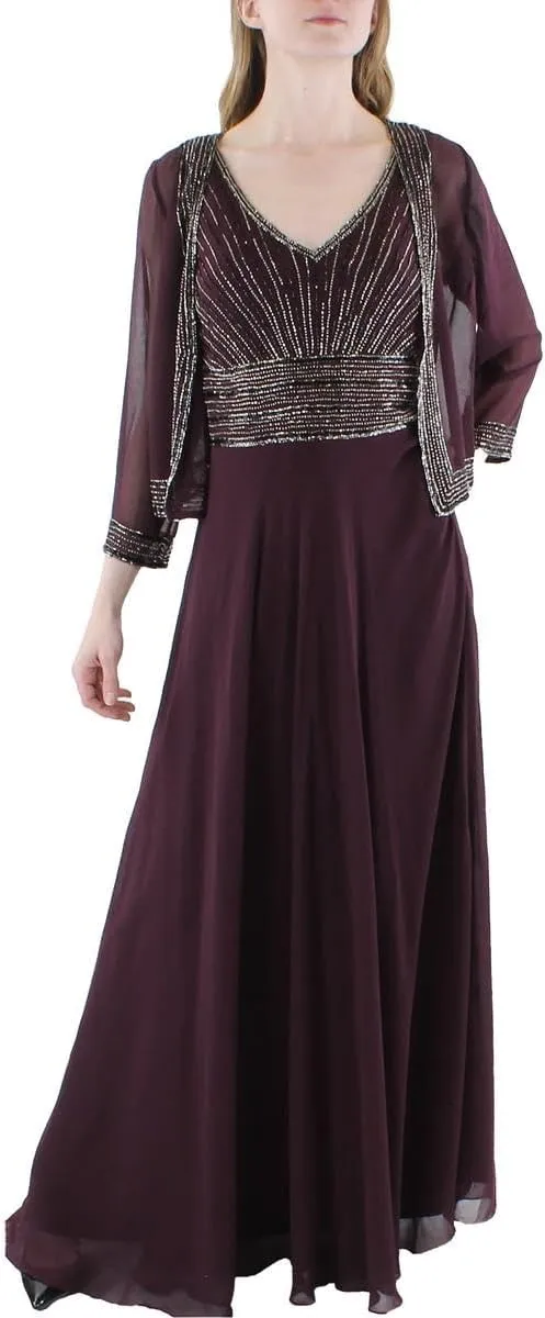J Kara Women's Blouson Fit & Flare Short Cocktail Beaded Dress
