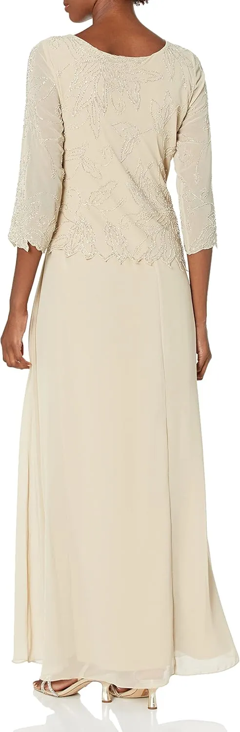 J Kara Women's BOAD Neck Asymetrical Beaded Dress