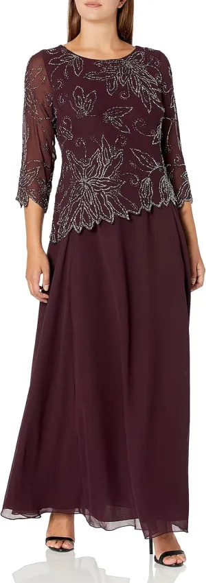 J Kara Women's BOAD Neck Asymetrical Beaded Dress