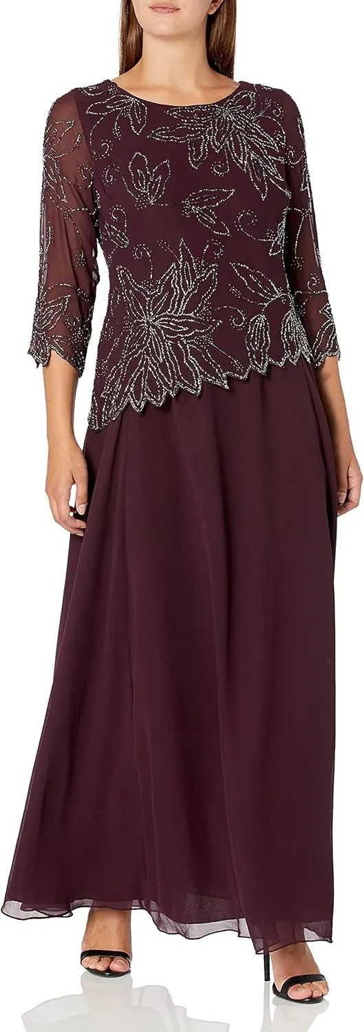 J Kara Women's BOAD Neck Asymetrical Beaded Dress
