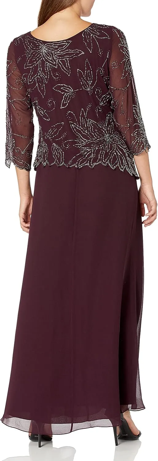 J Kara Women's BOAD Neck Asymetrical Beaded Dress