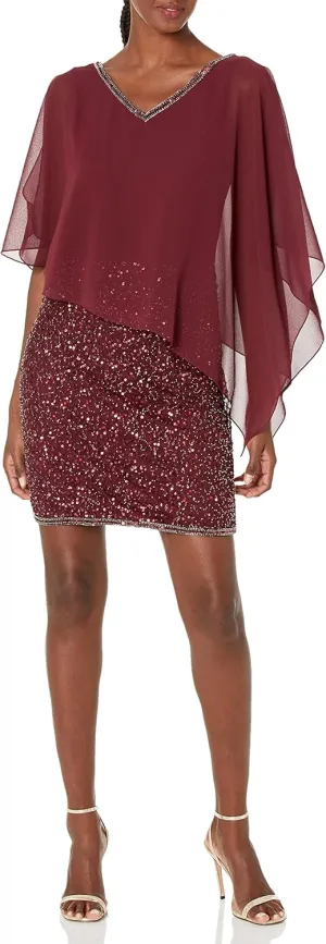 J Kara Women's Caplet Short Cocktail Beaded Dress