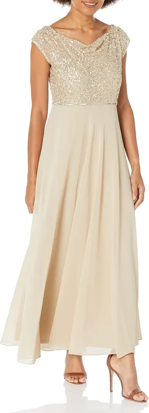 J Kara Women's One Size Beaded Empire Waist Gown