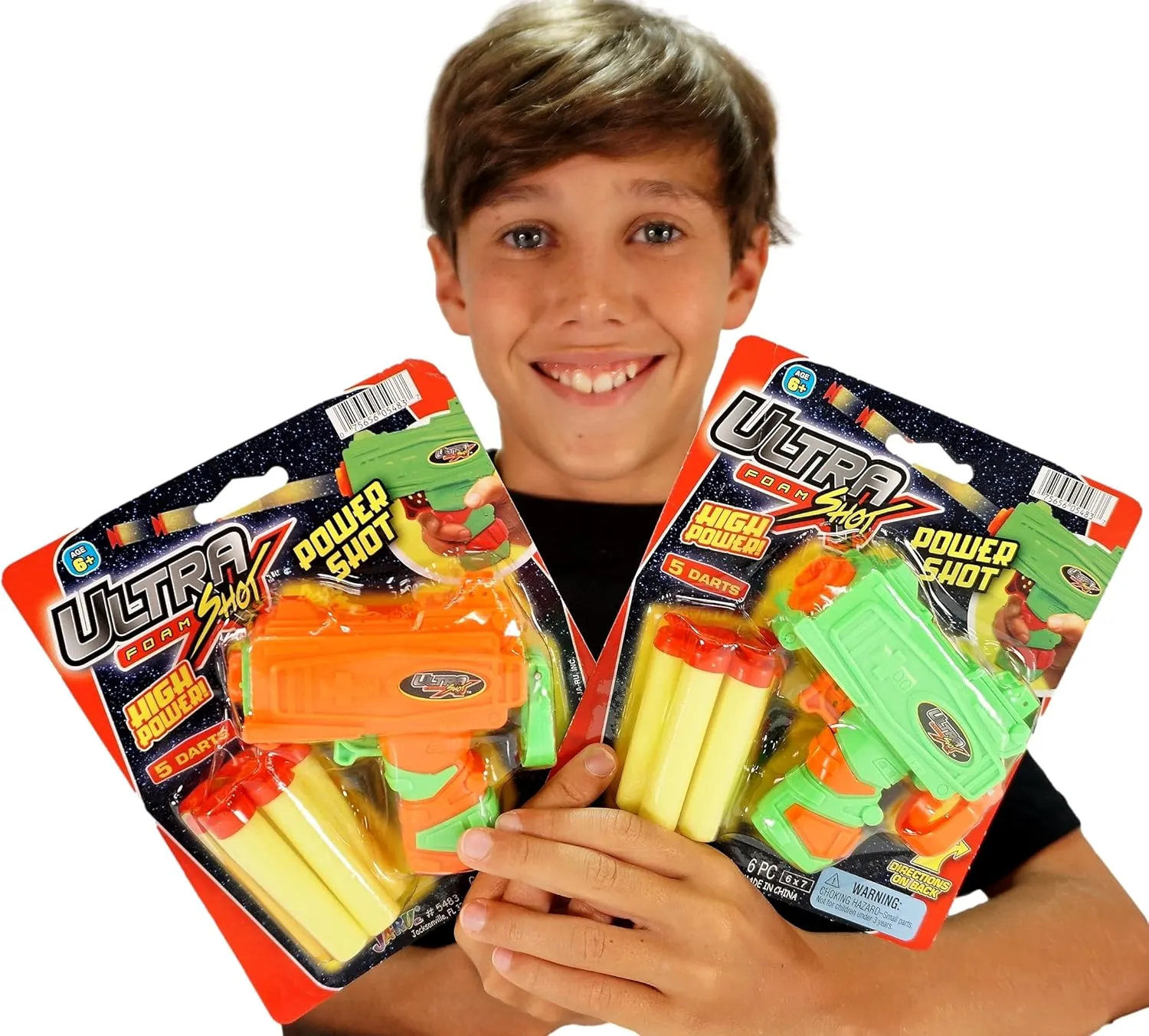 JA-RU Mini Foam Dart Gun Kids Toys (4 Toy Gun Pistol) w/ 5 Refill Soft Bullet Foam Darts. Toy Guns for Boys, Bulk, Birthday Favors & Party Supplies 5483-4p