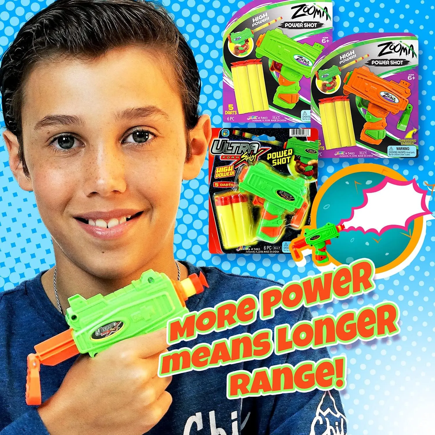JA-RU Mini Foam Dart Gun Kids Toys (4 Toy Gun Pistol) w/ 5 Refill Soft Bullet Foam Darts. Toy Guns for Boys, Bulk, Birthday Favors & Party Supplies 5483-4p