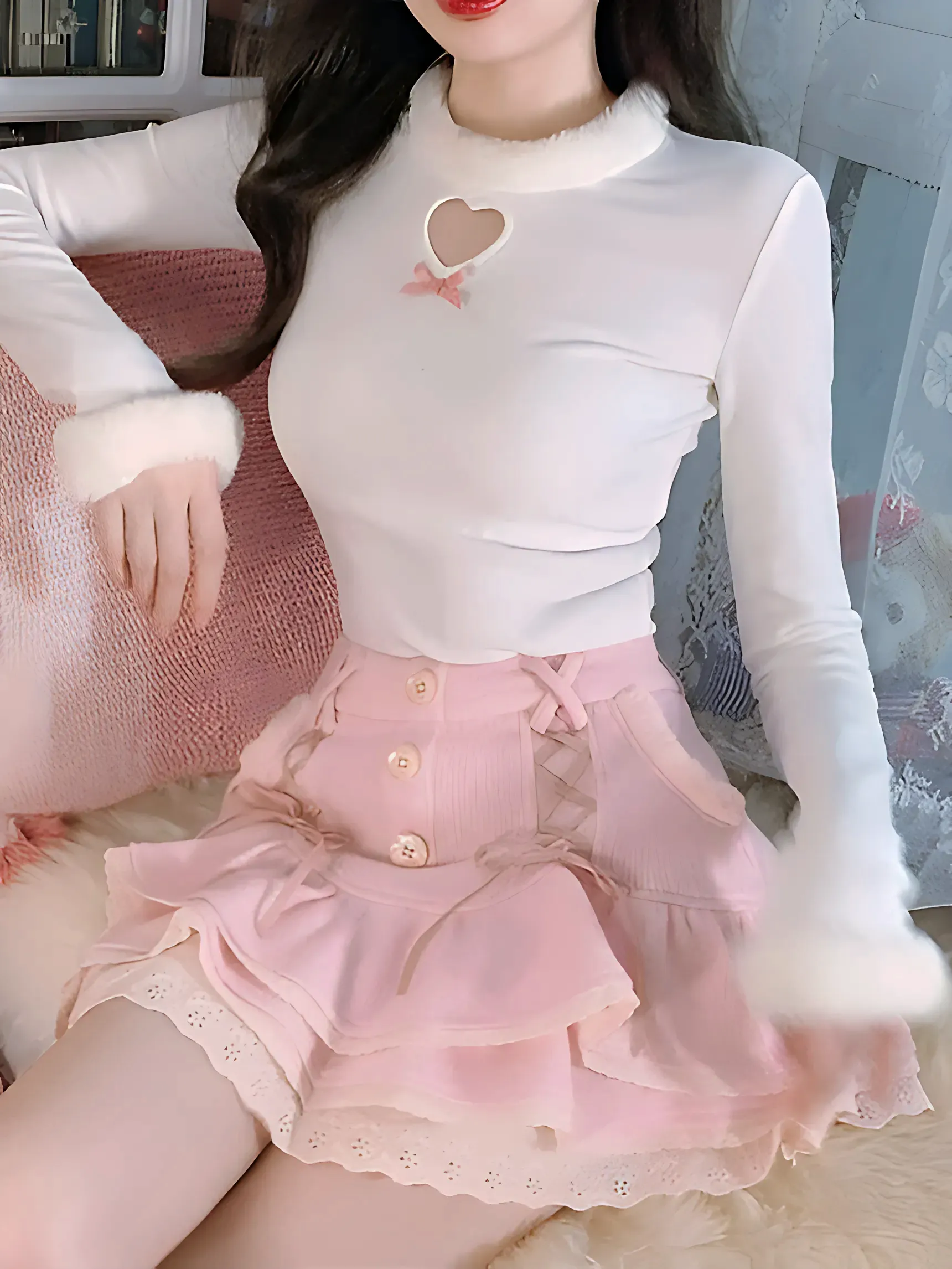 Japanese Style Mini Skirt and Blouse