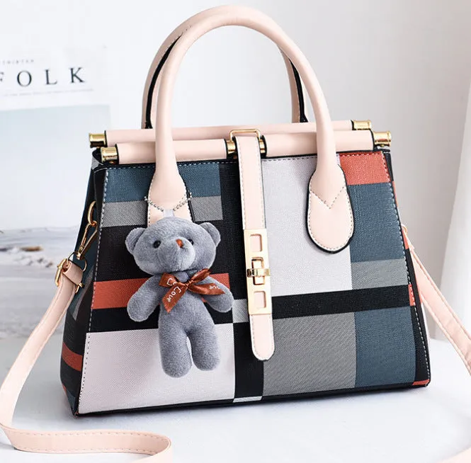 Jennifer – Multicolor Geometric Print Handbag with Black Top Handles