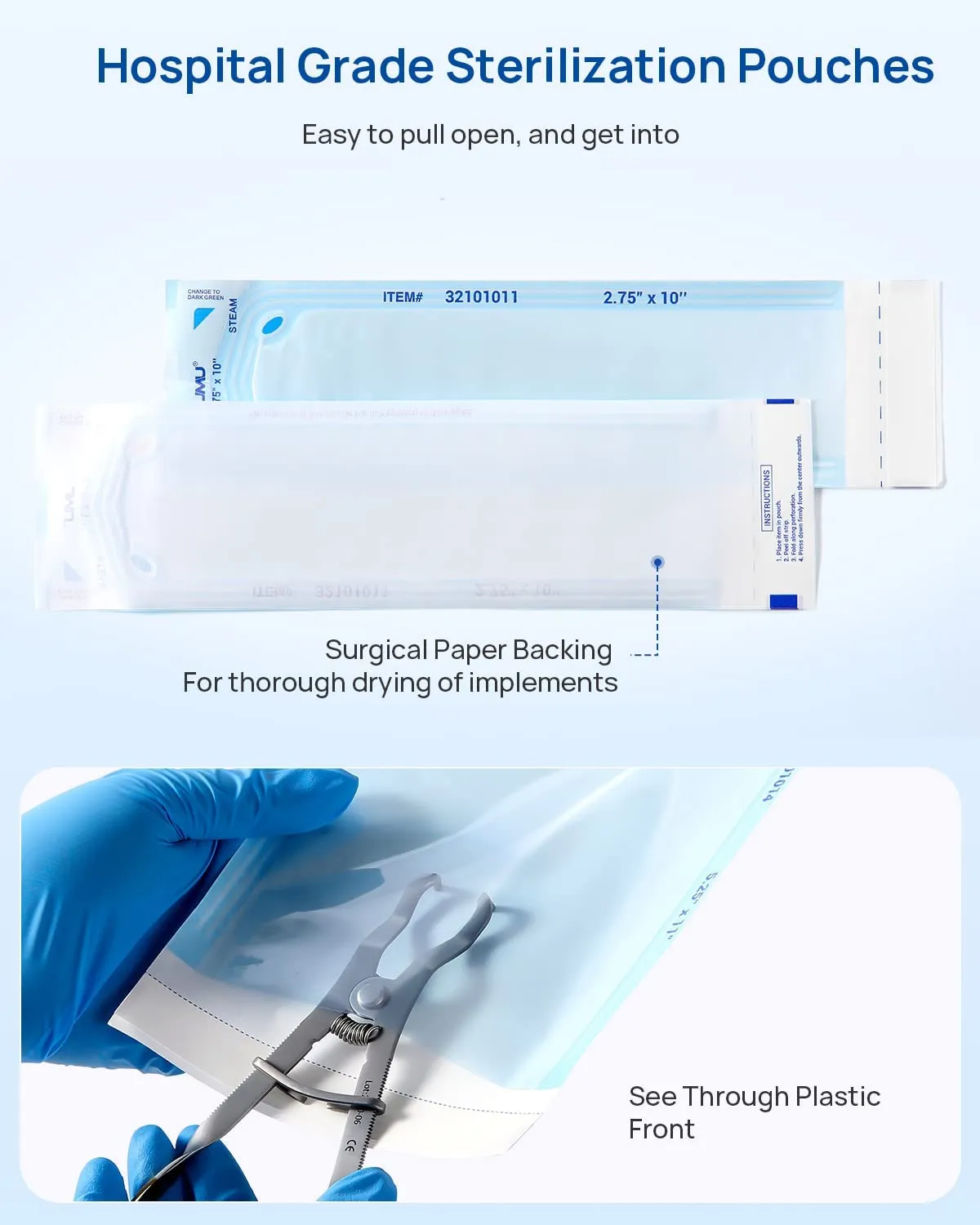JMU 4000 Self Seal Sterilization Pouches Case 2.25" x 5", Autoclave Bags, 200/Box, 20 Boxes