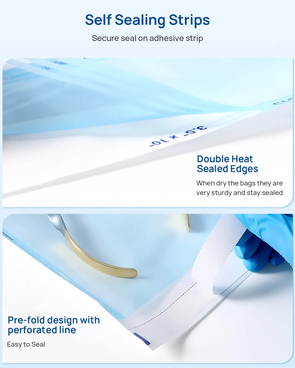 JMU 4000 Self Seal Sterilization Pouches Case 2.25" x 5", Autoclave Bags, 200/Box, 20 Boxes