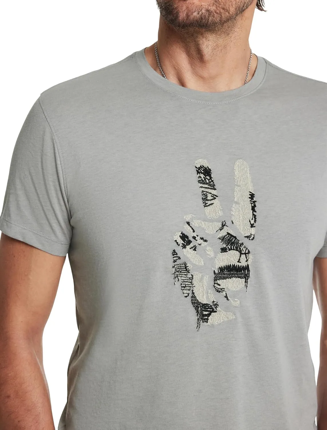 John Varvatos Men's Peace Embroidery Tee