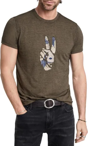 John Varvatos Men's Peace Embroidery Tee
