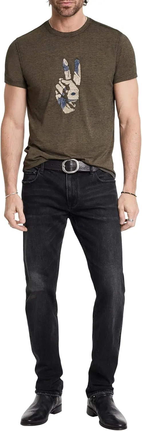 John Varvatos Men's Peace Embroidery Tee