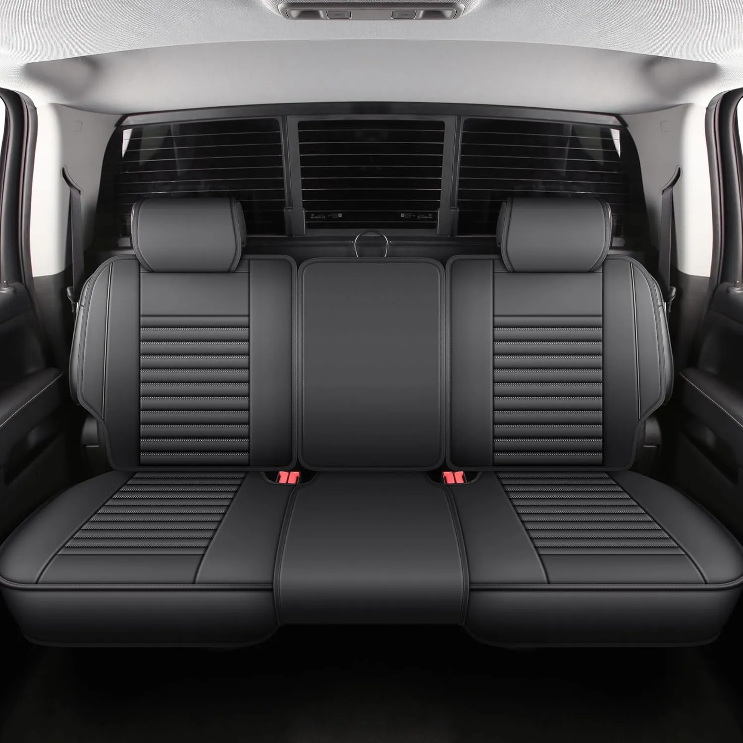 JOJOBAY Chevy Silverado Seat Covers,GMC Sierra Seat Covers,Custom Fit 2007-2024 1500 2500HD 3500HD Crew Double Extended Regular Cab,LT LZT RST(Rear Seat Covers,Black)