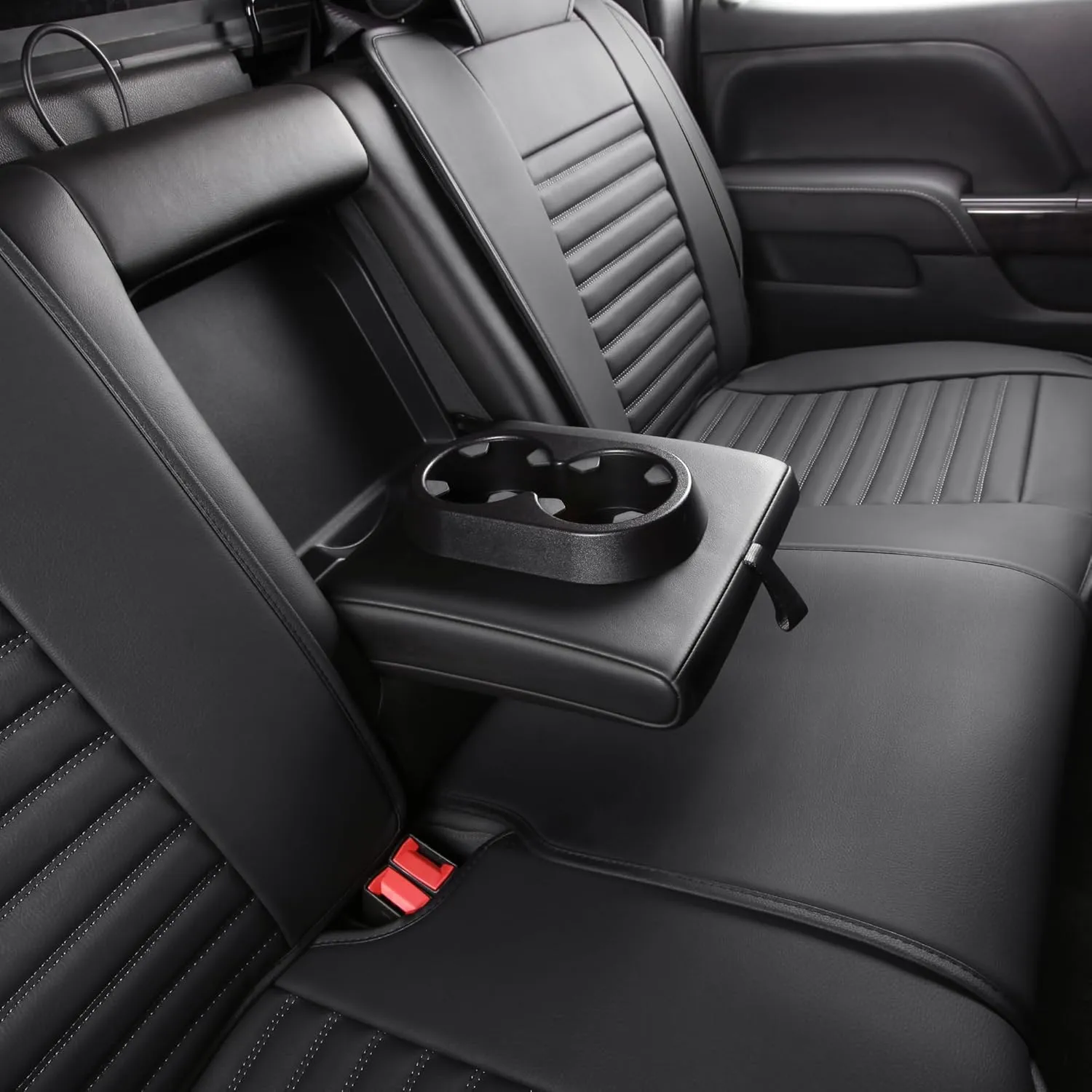 JOJOBAY Chevy Silverado Seat Covers,GMC Sierra Seat Covers,Custom Fit 2007-2024 1500 2500HD 3500HD Crew Double Extended Regular Cab,LT LZT RST(Rear Seat Covers,Black)