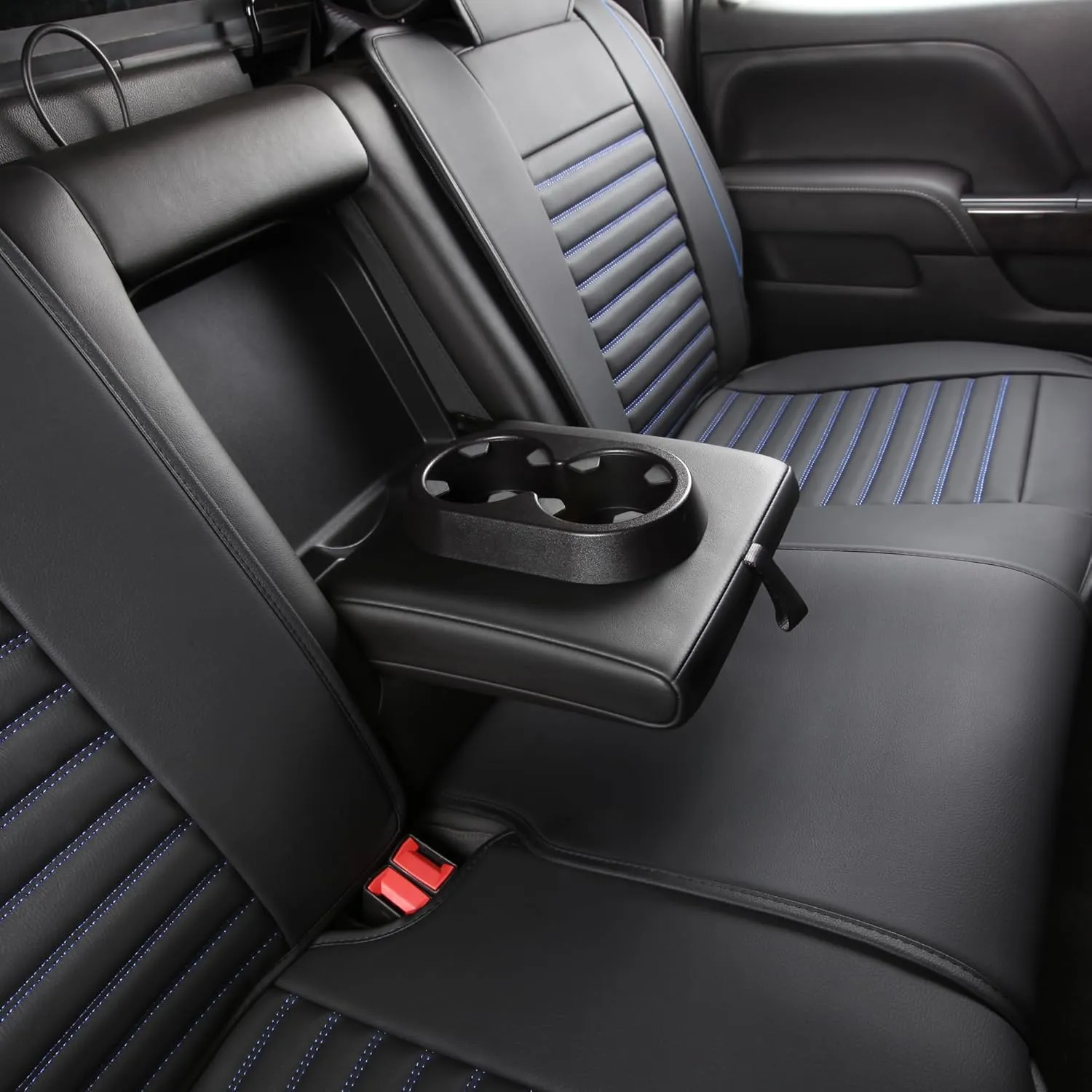 JOJOBAY Chevy Silverado Seat Covers,GMC Sierra Seat Covers,Custom Fit 2007-2025 1500 2500HD 3500HD Crew Extended Regular Cab,LT LZT(Rear Seat Covers,Black Blue)