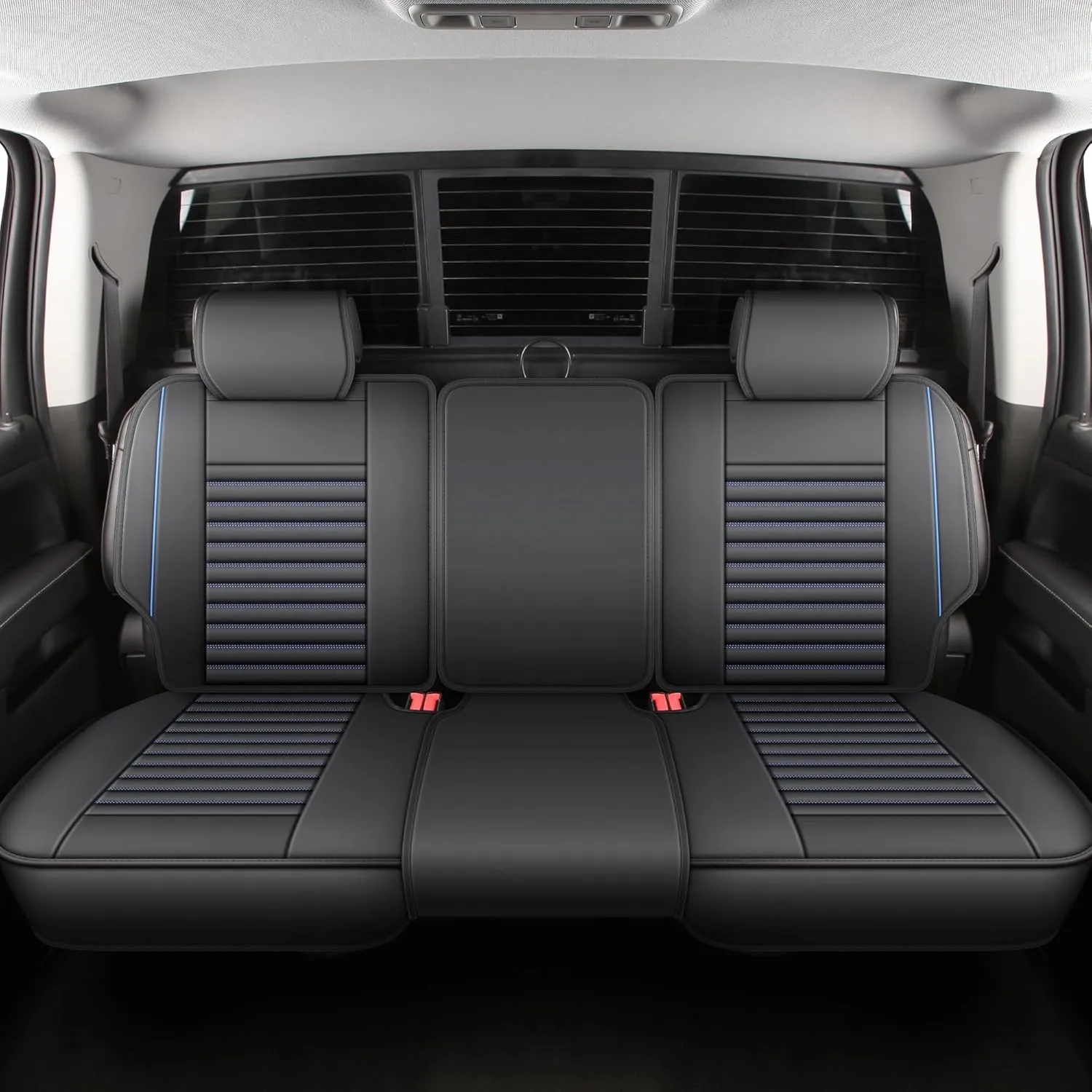 JOJOBAY Chevy Silverado Seat Covers,GMC Sierra Seat Covers,Custom Fit 2007-2025 1500 2500HD 3500HD Crew Extended Regular Cab,LT LZT(Rear Seat Covers,Black Blue)