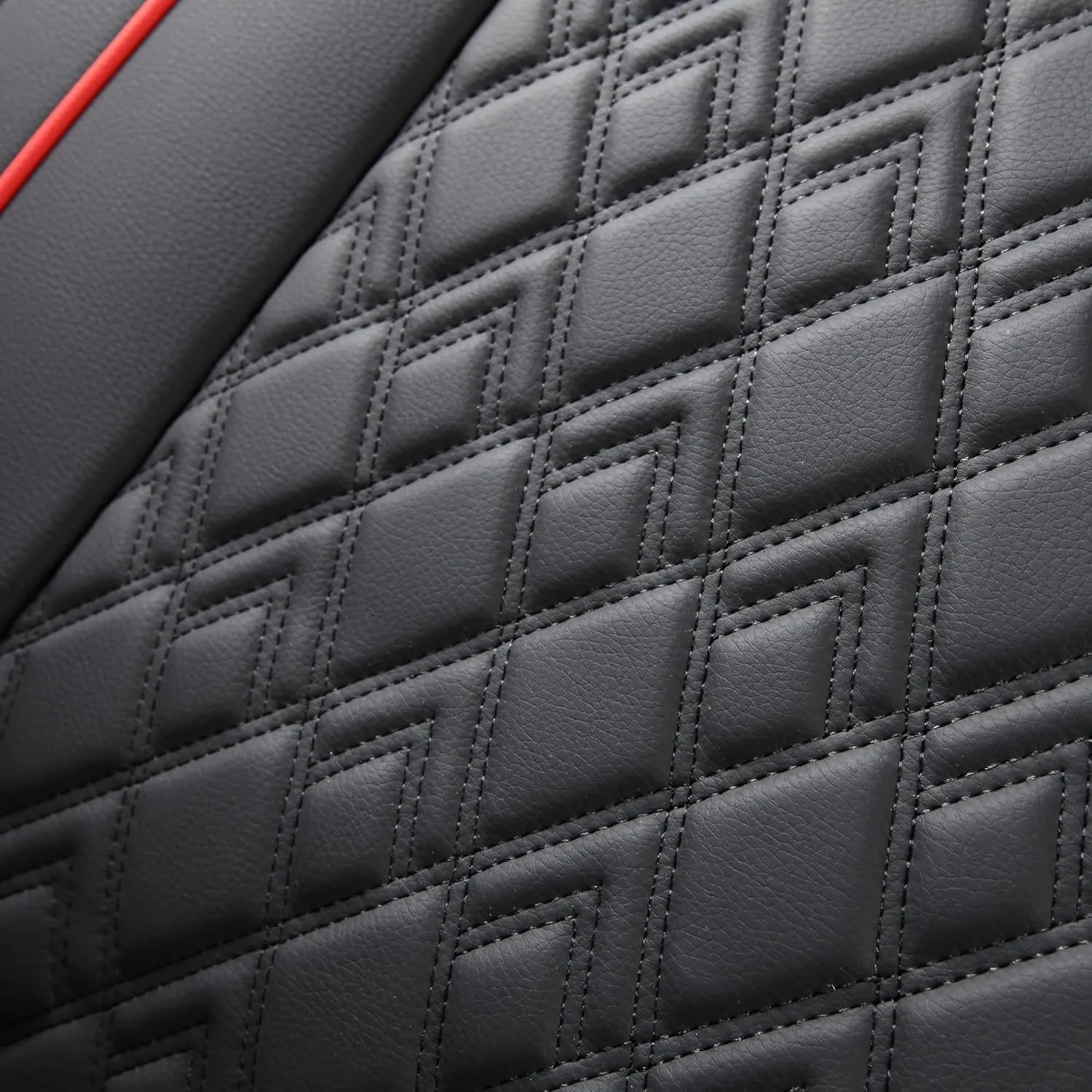 JOJOBAY Chevy Silverado Seat Covers,Leather Seat Covers for GMC Sierra,Custom Fit 2007-2026 1500 2500HD 3500HD Crew Double Extended Regular Cab,LT LZT RST Trail Boss(Front Pair,Black Red)